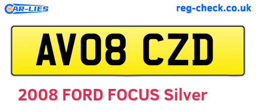 AV08CZD are the vehicle registration plates.