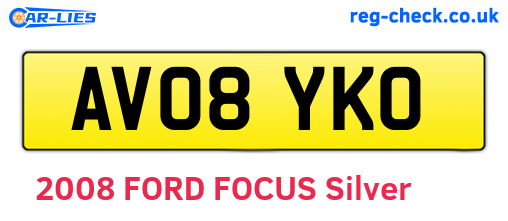 AV08YKO are the vehicle registration plates.