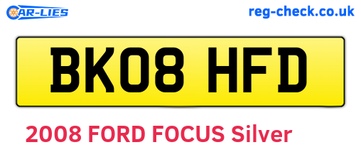 BK08HFD are the vehicle registration plates.