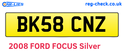 BK58CNZ are the vehicle registration plates.