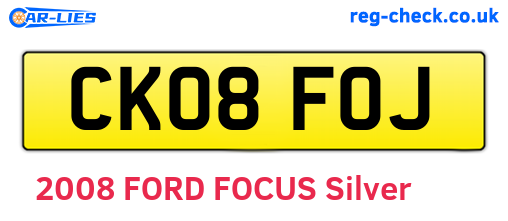 CK08FOJ are the vehicle registration plates.