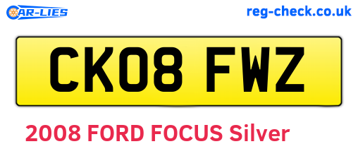 CK08FWZ are the vehicle registration plates.