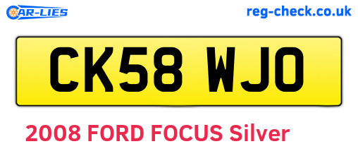 CK58WJO are the vehicle registration plates.