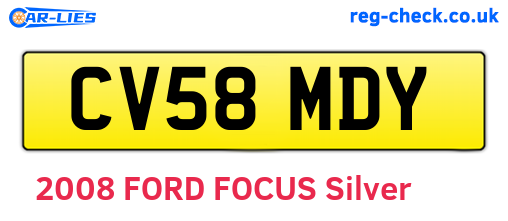 CV58MDY are the vehicle registration plates.