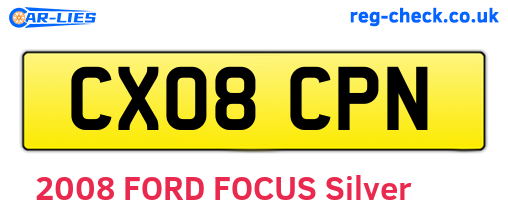CX08CPN are the vehicle registration plates.