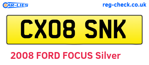 CX08SNK are the vehicle registration plates.