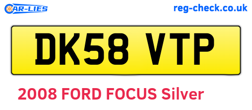 DK58VTP are the vehicle registration plates.