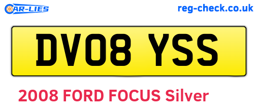DV08YSS are the vehicle registration plates.