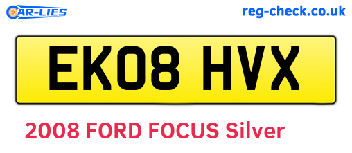 EK08HVX are the vehicle registration plates.