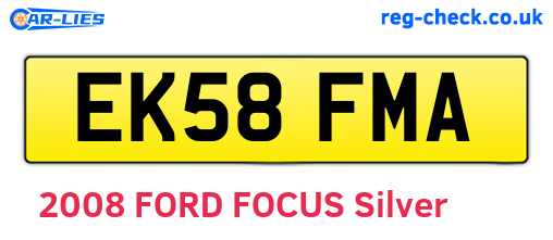EK58FMA are the vehicle registration plates.