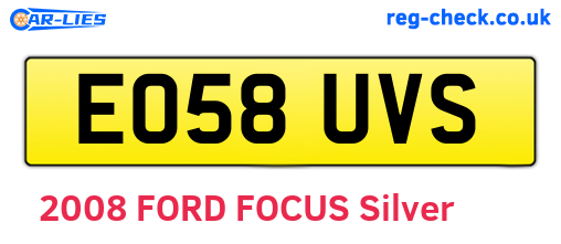 EO58UVS are the vehicle registration plates.