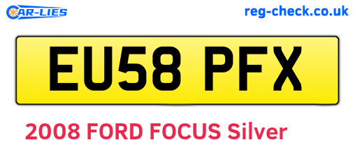 EU58PFX are the vehicle registration plates.