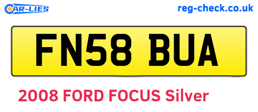 FN58BUA are the vehicle registration plates.