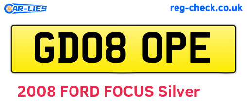 GD08OPE are the vehicle registration plates.