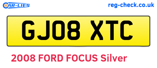 GJ08XTC are the vehicle registration plates.