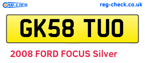 GK58TUO are the vehicle registration plates.