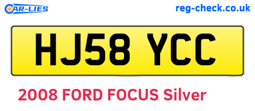 HJ58YCC are the vehicle registration plates.