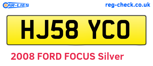 HJ58YCO are the vehicle registration plates.
