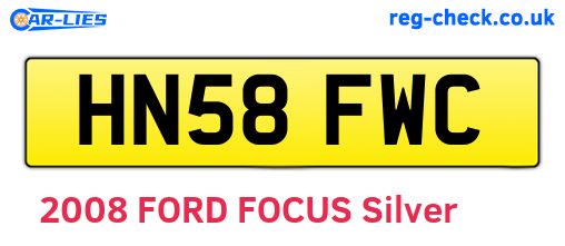 HN58FWC are the vehicle registration plates.