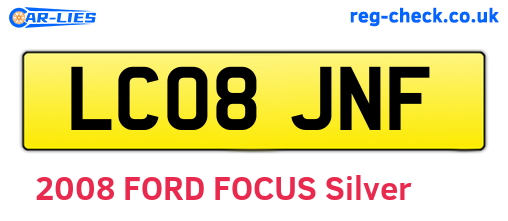 LC08JNF are the vehicle registration plates.