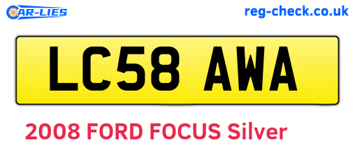 LC58AWA are the vehicle registration plates.