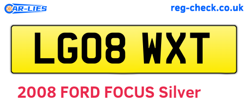 LG08WXT are the vehicle registration plates.