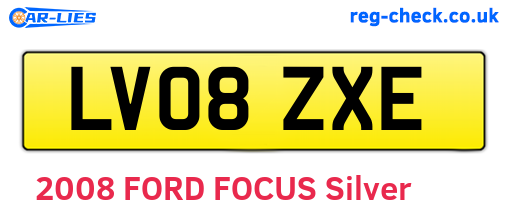 LV08ZXE are the vehicle registration plates.