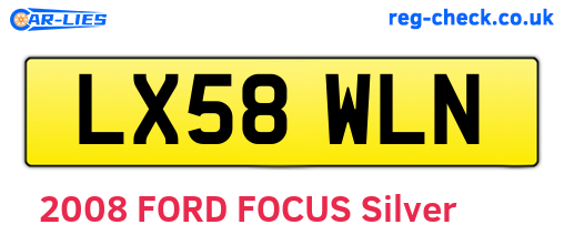 LX58WLN are the vehicle registration plates.