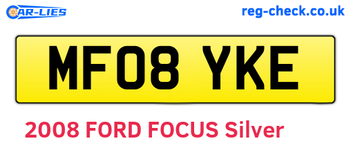 MF08YKE are the vehicle registration plates.