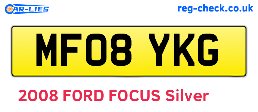 MF08YKG are the vehicle registration plates.