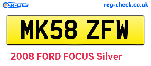 MK58ZFW are the vehicle registration plates.