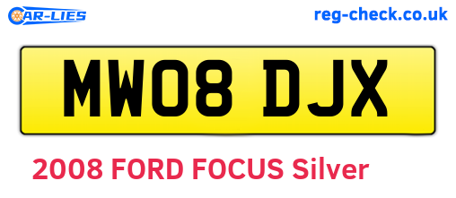 MW08DJX are the vehicle registration plates.