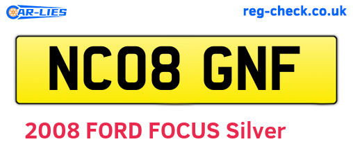 NC08GNF are the vehicle registration plates.