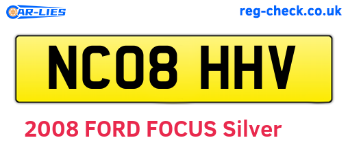 NC08HHV are the vehicle registration plates.