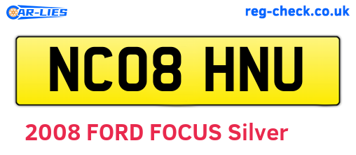 NC08HNU are the vehicle registration plates.