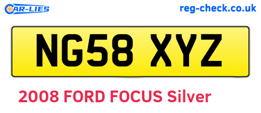 NG58XYZ are the vehicle registration plates.