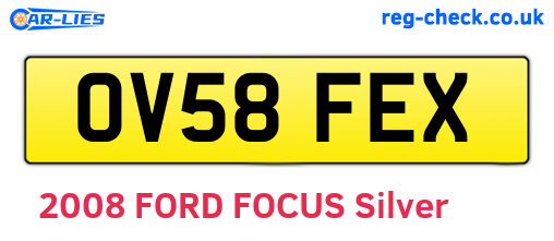 OV58FEX are the vehicle registration plates.