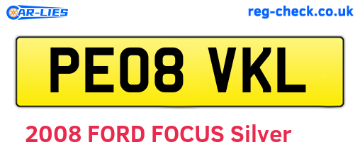 PE08VKL are the vehicle registration plates.