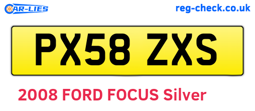 PX58ZXS are the vehicle registration plates.