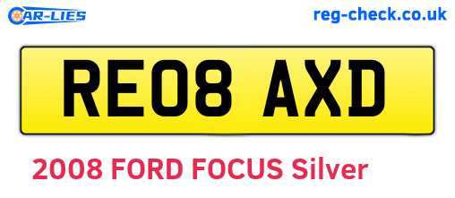 RE08AXD are the vehicle registration plates.