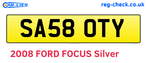 SA58OTY are the vehicle registration plates.