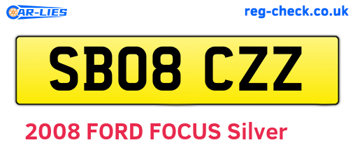 SB08CZZ are the vehicle registration plates.