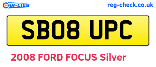 SB08UPC are the vehicle registration plates.