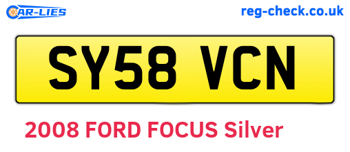 SY58VCN are the vehicle registration plates.