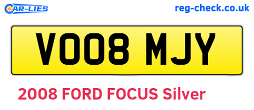 VO08MJY are the vehicle registration plates.