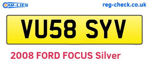 VU58SYV are the vehicle registration plates.