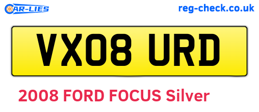 VX08URD are the vehicle registration plates.