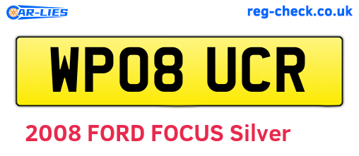 WP08UCR are the vehicle registration plates.