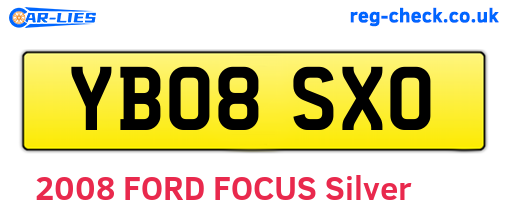 YB08SXO are the vehicle registration plates.