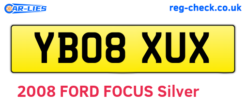 YB08XUX are the vehicle registration plates.